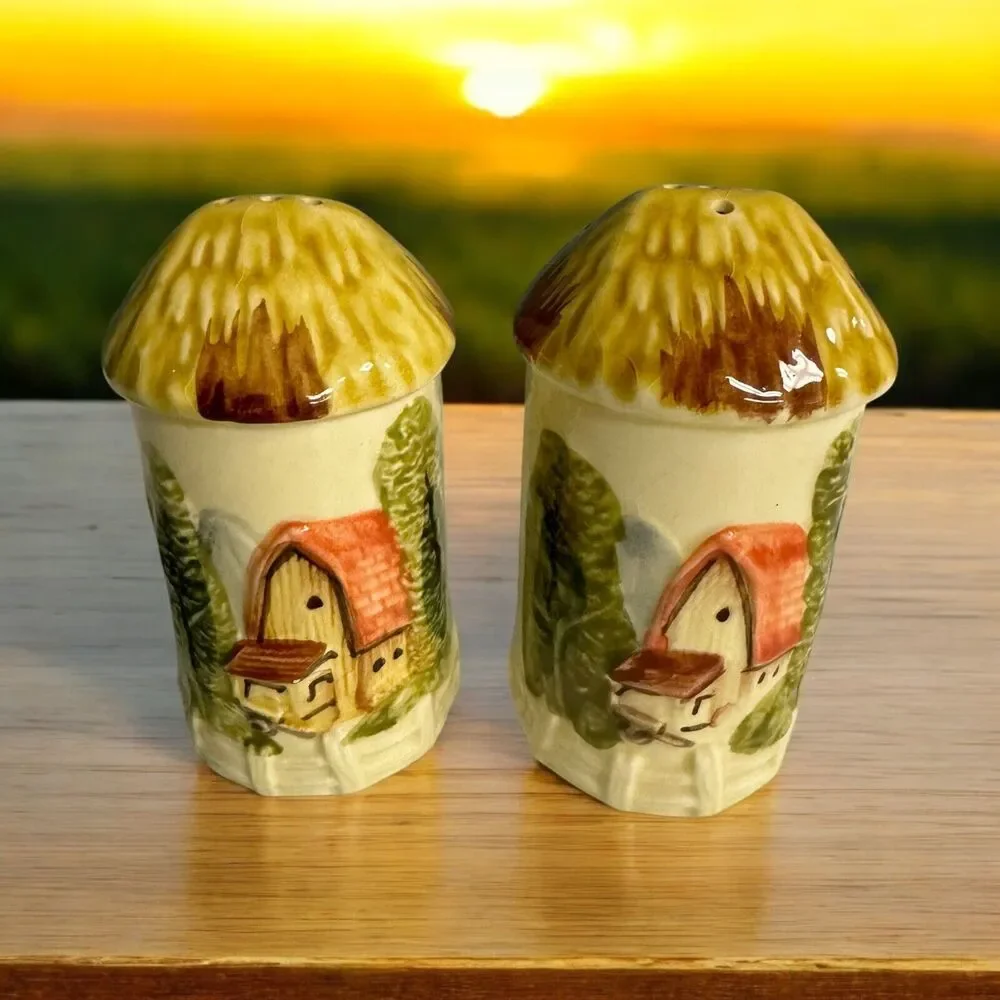 Marks & Rosenfeld Ceramic Barn Farmhouse Salt‎ and Pepper Shakers VTG Japan